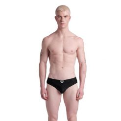 Kąpielówki męskie slipy Arena Bicolore Elastic Brief. Czarne kąpielówki Arena, m, bez wzorów. Za 61.98 zł.