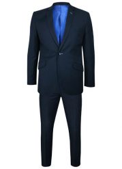 Garnitur Ślubny, Granatowy Elegancki, Slimowany, Zapinany na Jeden Guzik, Spodnie w Kant -CASINO. Niebieskie garnitury Casino, do pracy, l, bez wzorów, z poliesteru. Za 489.00 zł.