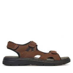 Sandały Josef Seibel. Brązowe sandały Josef Seibel, bez zapięcia. Za 299.99 zł.