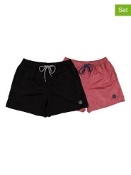 The Time of Bocha Szorty kąpielowe (2 pary) w kolorze czarnym i czerwonym rozmiar: L. Czarne kąpielówki The Time of Bocha, l, bez wzorów, z materiału. Za 130.99 zł.