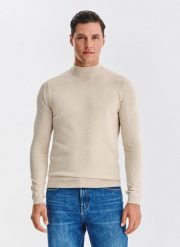 PAKO LORENTE – Beżowy półgolf męski. Brązowe swetry nierozpinane Pako Lorente, na jesień, m, bez wzorów, z poliesteru, bez kołnierzyka, bez ramiączek. Za 199.99 zł.