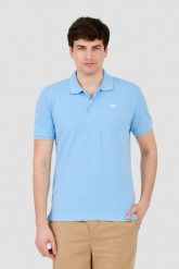 LA MARTINA Błękitne polo z małym logo. Niebieskie koszulki polo La Martina, m, bez wzorów, bez kołnierzyka, bez ramiączek. W wyprzedaży za 299.99 zł.
