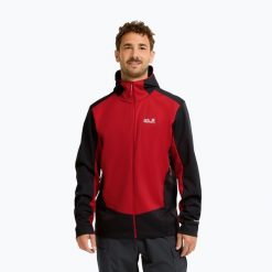 Kurtka softshell męska Jack Wolfskin Skyvail. Czerwone kurtki Jack Wolfskin, l, bez wzorów, z materiału, bez kaptura. Za 652.85 zł.