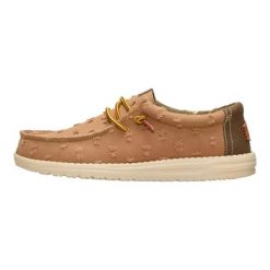 HeyDude Męskie Mokasyny Wally Well Worn. Brązowe mokasyny Hey dude, bez wzorów, z materiału, bez obcasa, bez zapięcia. Za 329.00 zł.