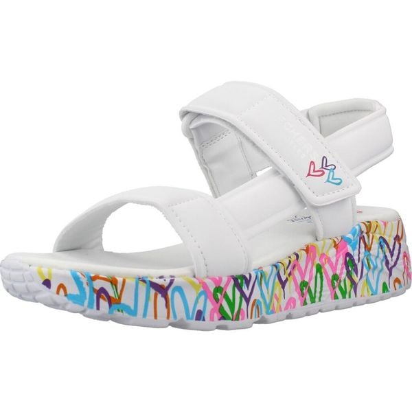 Sandały SKECHERS 314094L Biały. Białe sandały Skechers, z materiału, bez zapięcia. Za 188.99 zł.