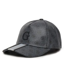 Czapka z daszkiem Guess. Szare czapki z daszkiem Guess, z aplikacjami. Za 129.99 zł.