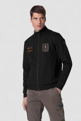 AERONAUTICA MILITARE Czarna męska bluza rozpinana. Czarne bluzy Aeronautica Militare, l, bez wzorów, bez kaptura. W wyprzedaży za 589.99 zł.