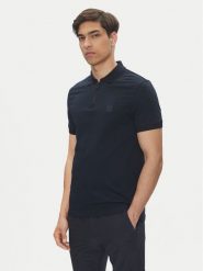 BOSS Polo Passerzip 50537507 Granatowy Slim Fit. Niebieskie koszulki polo Boss, m, bez wzorów, z bawełny, bez kołnierzyka, bez ramiączek. Za 299.99 zł.