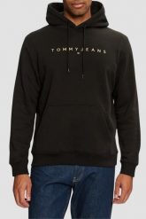 TOMMY JEANS Czarna męska bluza. Czarne bluzy Tommy Jeans, m, bez wzorów, z bawełny, bez kaptura. W wyprzedaży za 312.99 zł.