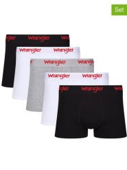 Wrangler Bokserki (5 par) "Willox" w kolorze czarnym, białym i jasnoszarym rozmiar: L. Białe bokserki Wrangler, l, bez wzorów. Za 127.35 zł.