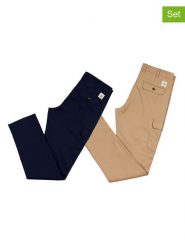 The Time of Bocha Spodnie chino (2 pary) w kolorze beżowym i granatowym rozmiar: 44. Brązowe eleganckie spodnie The Time of Bocha, na co dzień. Za 304.99 zł.