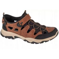 Skórzane Sandały Męskie Z Logo. Brązowe sandały Rieker, bez zapięcia. Za 491.99 zł.