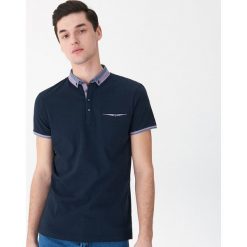 Koszulka polo z kontrastowymi wstawkami - Granatowy. Koszulki polo sportowe House. Za 49.99 zł.