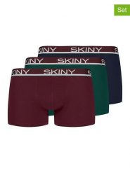 Skiny Bokserki (3 pary) w kolorze granatowym, bordowym i zielonym rozmiar: XXL. Czerwone bokserki Skiny, xxl, bez wzorów. Za 70.74 zł.