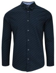 Koszula Casualowa, Granatowa w Serduszka, Bawełniana, Delikatnie Taliowana, Długi Rękaw -PAKO JEANS. Niebieskie koszule Pako Jeans, bez wzorów, z bawełny, bez kołnierzyka, bez ramiączek. Za 169.00 zł.