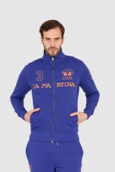 LA MARTINA Fioletowa bluza męska na zamek. Fioletowe bluzy La Martina, m, bez wzorów, bez kaptura. W wyprzedaży za 499.99 zł.