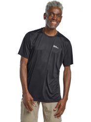 Jack Wolfskin Koszulka funkcyjna "Tech T" w kolorze czarnym rozmiar: M. Czarne bezrękawniki Jack Wolfskin, m, bez wzorów, z materiału, bez kołnierzyka, bez ramiączek. Za 118.56 zł.