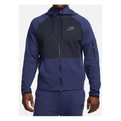 Bluza sportowa męska Nike Tech Fleece. Niebieskie bluzy z kapturem Nike, m, bez wzorów, ze splotem, z kapturem. Za 413.00 zł.