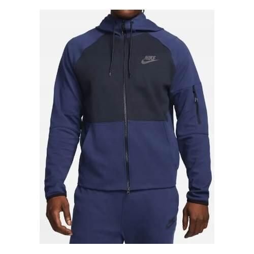 Bluza sportowa męska Nike Tech Fleece. Niebieskie bluzy z kapturem Nike, m, bez wzorów, ze splotem, z kapturem. Za 391.00 zł.