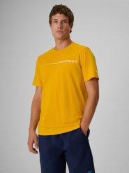 4F T-shirt regular z nadrukiem męski - żółty 3XL. Żółte t-shirty 4F, m, bez wzorów, z bawełny, bez kołnierzyka, bez ramiączek. Za 59.99 zł.