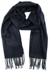 Szalik z Frędzlami, Granatowy w Jodełkę Miękki, Firmy V.Fraas -Cashmink. Niebieskie szaliki V. Fraas, bez wzorów, z materiału. Za 65.00 zł.