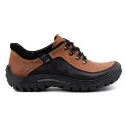 KOMODO Buty męskie trekkingowe skóra 917K ceglane wielokolorowe. Czerwone buty turystyczne bez wzorów, ze skóry, bez zapięcia. Za 362.62 zł.