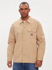 Tommy Jeans Koszula Essential DM0DM18331 Beżowy Regular Fit. Brązowe koszule Tommy Jeans, m, bez wzorów, z bawełny, bez kołnierzyka, bez ramiączek. Za 279.99 zł.