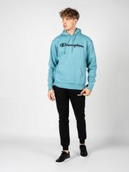 Bluza trekking męska Hoodie. Niebieskie bluzy z kapturem Champion, m, z aplikacjami, z bawełny, z kapturem. Za 208.00 zł.