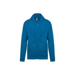 Bluza z kapturem i zamkiem błyskawicznym Kariban. Niebieskie bluzy z kapturem KARIBAN, uniwersalny, bez wzorów, z bawełny, z kapturem. Za 195.50 zł.