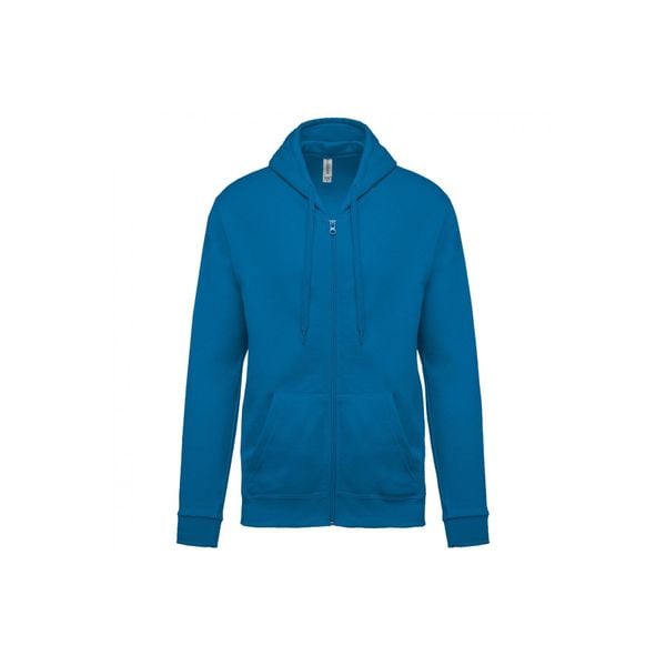 Bluza z kapturem i zamkiem błyskawicznym Kariban. Niebieskie bluzy z kapturem KARIBAN, uniwersalny, bez wzorów, z bawełny, z kapturem. Za 158.50 zł.