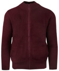 Męski Sweter Bawełniany na Zamek z Wysokim Dekoltem i Kieszeniami – Alties - Bordo. Czerwone swetry rozpinane Alties, l, bez wzorów, z bawełny, bez kołnierzyka, bez ramiączek. Za 199.00 zł.