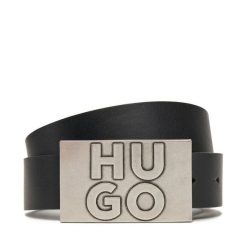 Pasek Męski HUGO. Czarne paski Hugo, bez wzorów. Za 199.99 zł.