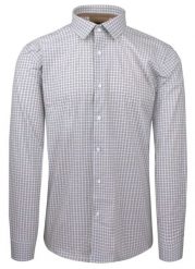 Wizytowa Koszula Bawełniana, Męska (Regular) - Victorio - Brązowo-Niebieski Drobny Wzór. Brązowe koszule Victorio, m, bez wzorów, z bawełny, bez kołnierzyka, bez ramiączek. Za 209.00 zł.