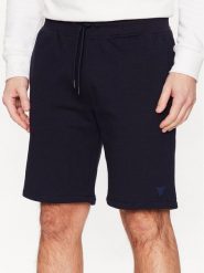 Guess Szorty sportowe Aldwin Z2YD04 KAIJ1 Granatowy Slim Fit. Niebieskie krótkie spodenki sportowe Guess, m, z aplikacjami, z bawełny. Za 249.99 zł.