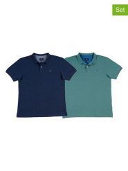 The Time of Bocha Koszulki polo (2 szt.) w kolorze turkusowym i granatowym rozmiar: XL. Niebieskie koszulki polo The Time of Bocha, xl, bez wzorów, z bawełny, bez kołnierzyka, bez ramiączek. Za 165.99 zł.