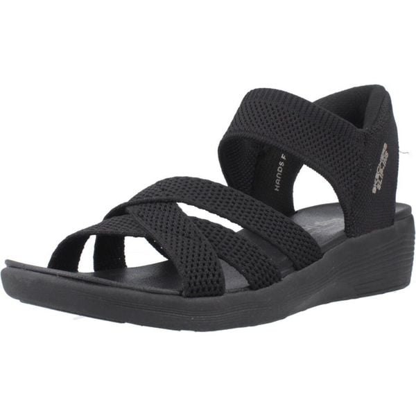Sandały SKECHERS SLIP-INS ARYA Czarny. Czarne sandały Skechers, z materiału, bez zapięcia. Za 252.99 zł.