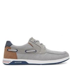 Półbuty Nautica. Szare eleganckie półbuty Nautica, bez wzorów, bez obcasa, bez zapięcia. Za 179.99 zł.