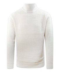 Golf Kremowy, Beżowy Dziergany, Luźny Splot, Męski, Elegancki -Brave Soul. Białe golfy Brave Soul, l, bez wzorów, dziergany, bez ramiączek. Za 99.00 zł.