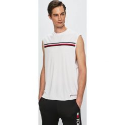 Tommy Sport - T-shirt. Białe bezrękawniki Tommy Sport, bez wzorów, z materiału, bez ramiączek. W wyprzedaży za 129.90 zł.