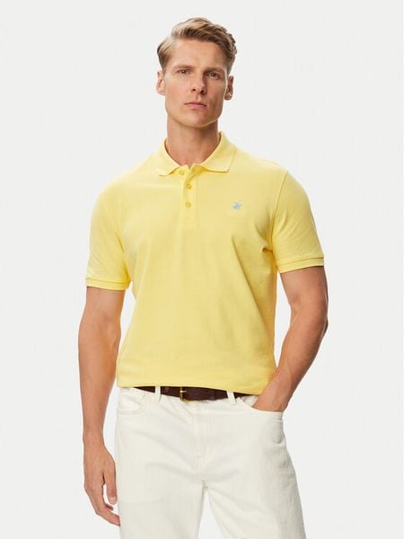 Beverly Hills Polo Club Polo P-SS26M-P42560_BBU Żółty Regular Fit. Żółte koszulki polo Beverly Hills Polo Club, m, bez wzorów, z bawełny, bez kołnierzyka, bez ramiączek. Za 209.99 zł.