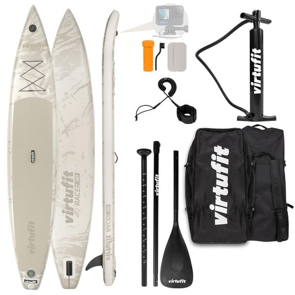 Deska SUP Racer 381 - Z akcesoriami i torbą do przenoszenia. Brązowe torby na ramię VIRTUFIT, bez wzorów, z materiału, na ramię, duże, bez dodatków. Za 1,476.00 zł.