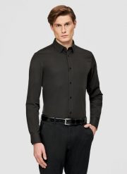 PAKO LORENTE – Czarna koszula męska z wełną. Czarne koszule Pako Lorente, l, bez wzorów, z poliesteru, bez kołnierzyka, bez ramiączek. Za 299.99 zł.