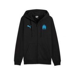 Bluza z kapturem z zamkiem OM FL 2025/26. Czarne bluzy z kapturem Puma, bez wzorów, z kapturem. Za 296.50 zł.