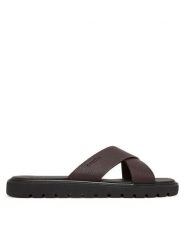 Calvin Klein Klapki Sq Molded Sandal Xcross Lth HM0HM02235 Brązowy. Brązowe klapki CALVIN KLEIN, ze skóry. Za 409.99 zł.
