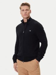 Gant Kardigan 8030263 Czarny Regular Fit. Czarne swetry rozpinane GANT, l, bez wzorów, z bawełny, bez kołnierzyka, bez ramiączek. Za 579.99 zł.