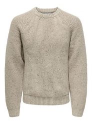 ONLY & SONS Sweter "Litus" w kolorze beżowym rozmiar: XL. Brązowe swetry nierozpinane Only & Sons, xl, bez wzorów, z wełny, bez kołnierzyka, bez ramiączek. Za 183.59 zł.