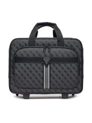 Guess Walizka kabinowa TMNAST P5143 Czarny. Czarne walizki Guess, z aplikacjami, z materiału. Za 569.99 zł.