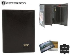 Portfel męski skórzany PETERSON PTN 22311-VT czarny. Czarne portfele Peterson, bez wzorów. Za 101.99 zł.