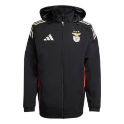 Kurtka dresowa Benfica Lizbona Tiro 25. Czarne kurtki Adidas, bez wzorów, z dresówki, bez kaptura. Za 425.60 zł.