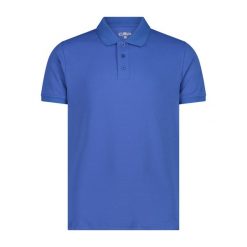 Koszulka polo z piki CMP. Niebieskie koszulki polo CMP, m, bez wzorów, z tkaniny, bez kołnierzyka, bez ramiączek. Za 276.00 zł.